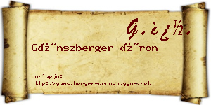 Günszberger Áron névjegykártya